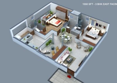 plan drawing of a 3 bedroom house